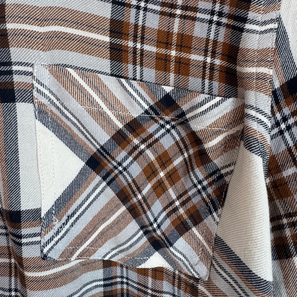 Lucky Brand Women’s Boyfriend Cloud Flannel Plaid Shirt Large - Picture 2 of 3